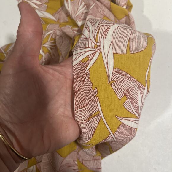 Knox Rose Womens Yellow Red Long Sun Dress L Flutter Sleeve Floral Cottage Core - Picture 7 of 12